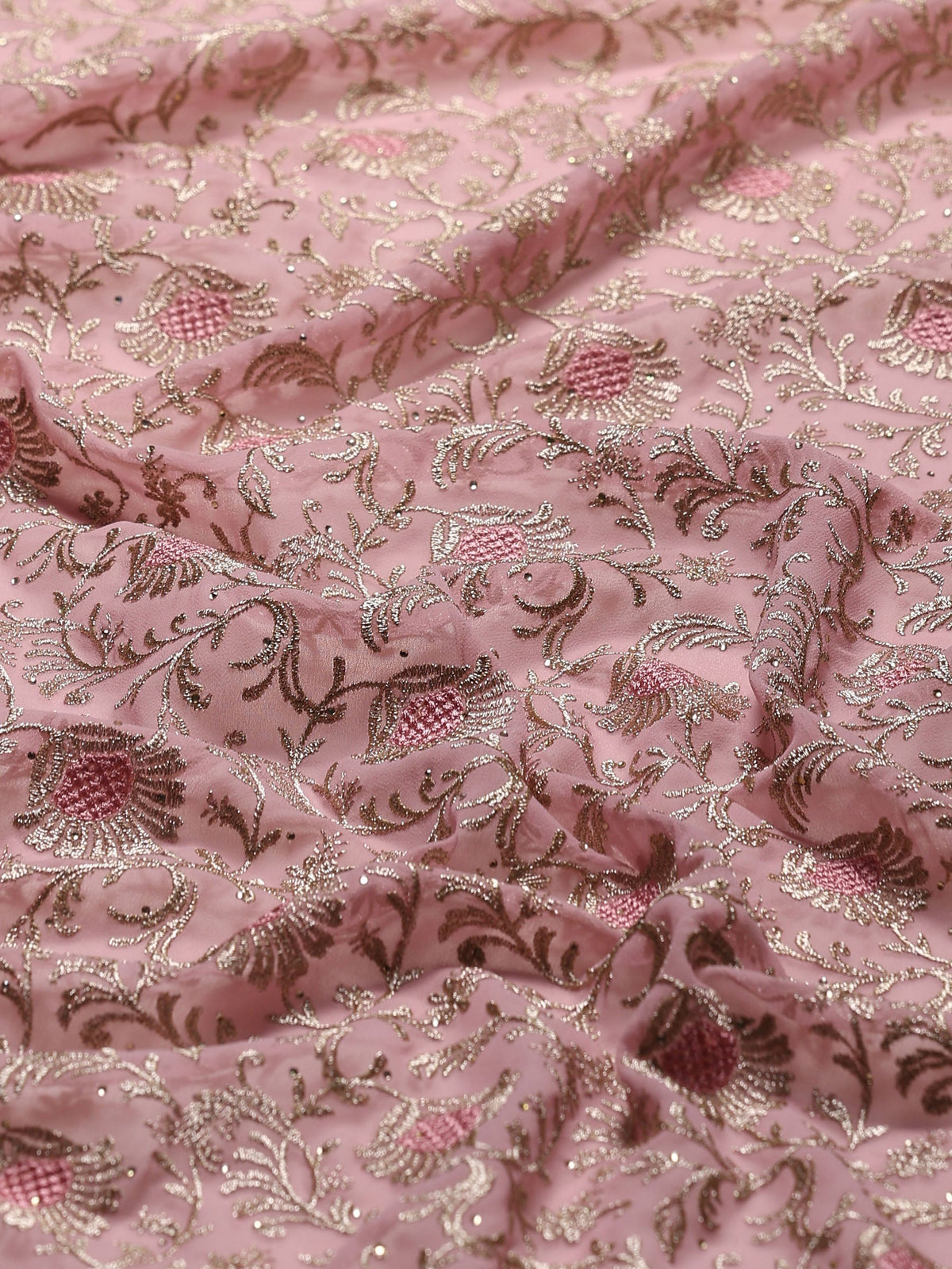 Pink Embroidered Georgette Saree