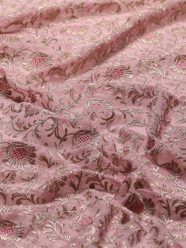Pink Embroidered Georgette Saree