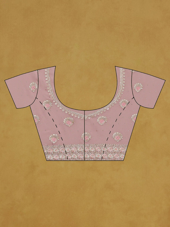 Pink Embroidered Georgette Saree