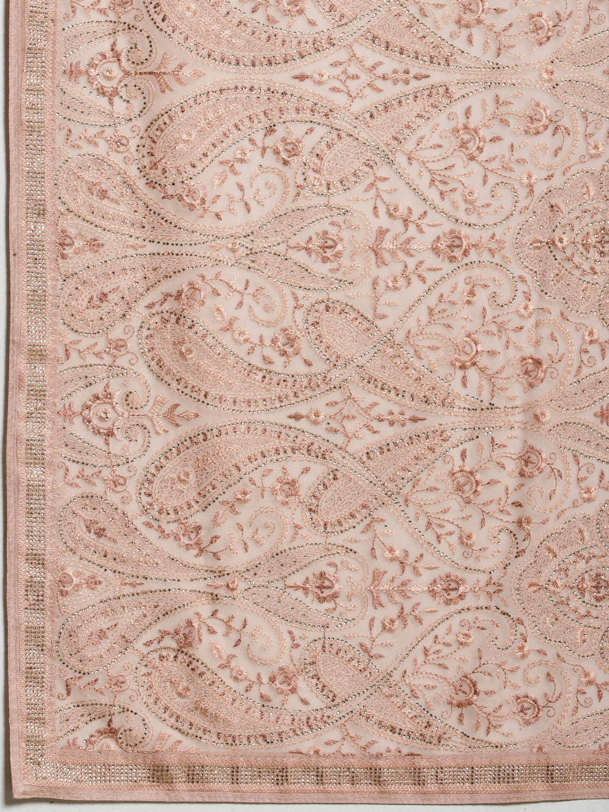 Peach Embroidered Georgette Saree