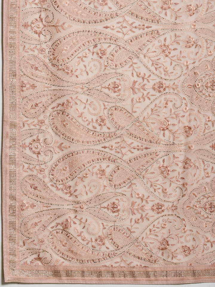 Peach Embroidered Georgette Saree