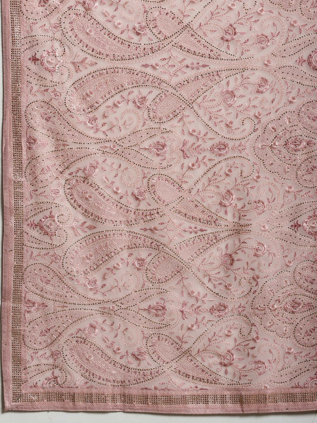 Pink Embroidered Georgette Saree