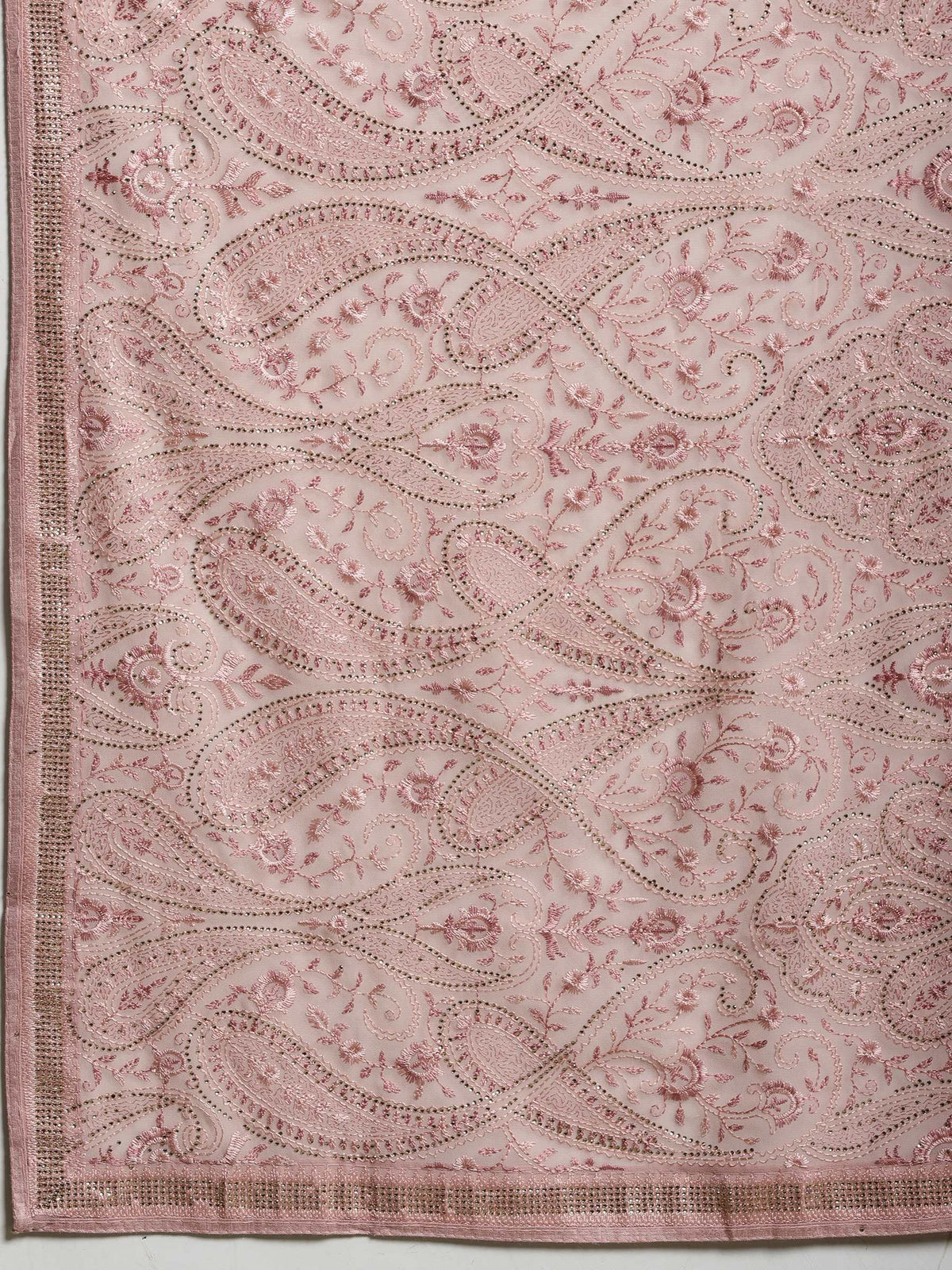 Pink Embroidered Georgette Saree