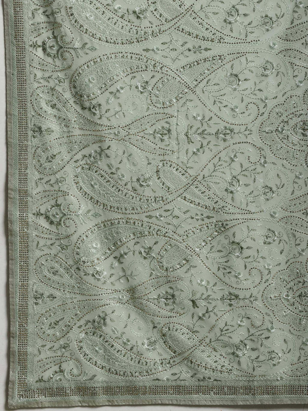 Sea Green Embroidered Georgette Saree