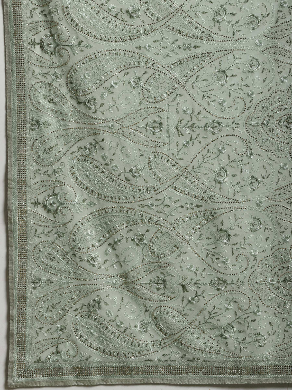 Sea Green Embroidered Georgette Saree