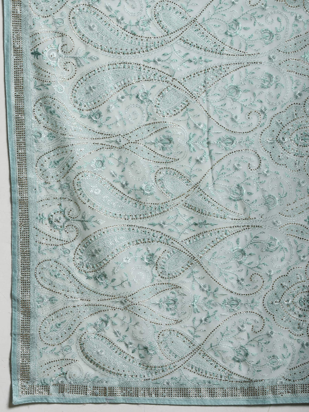 Sky Blue Embroidered Georgette Saree