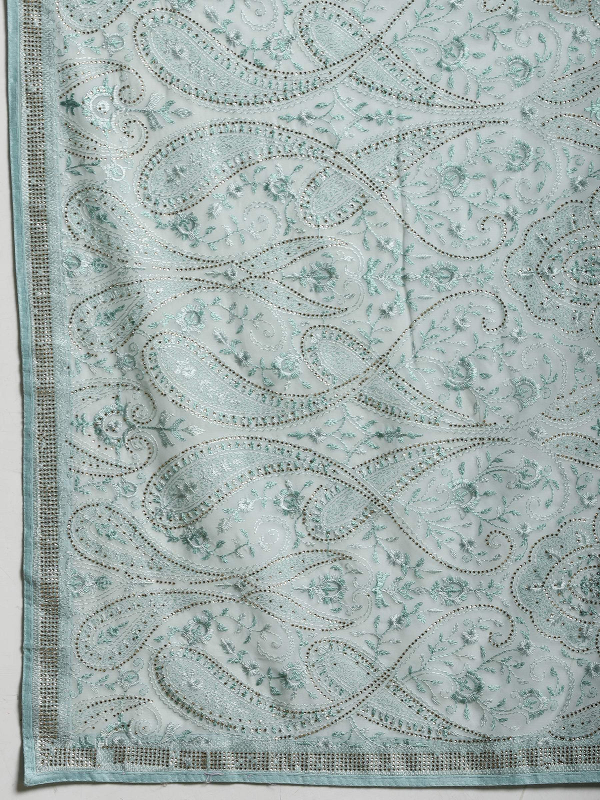 Sky Blue Embroidered Georgette Saree