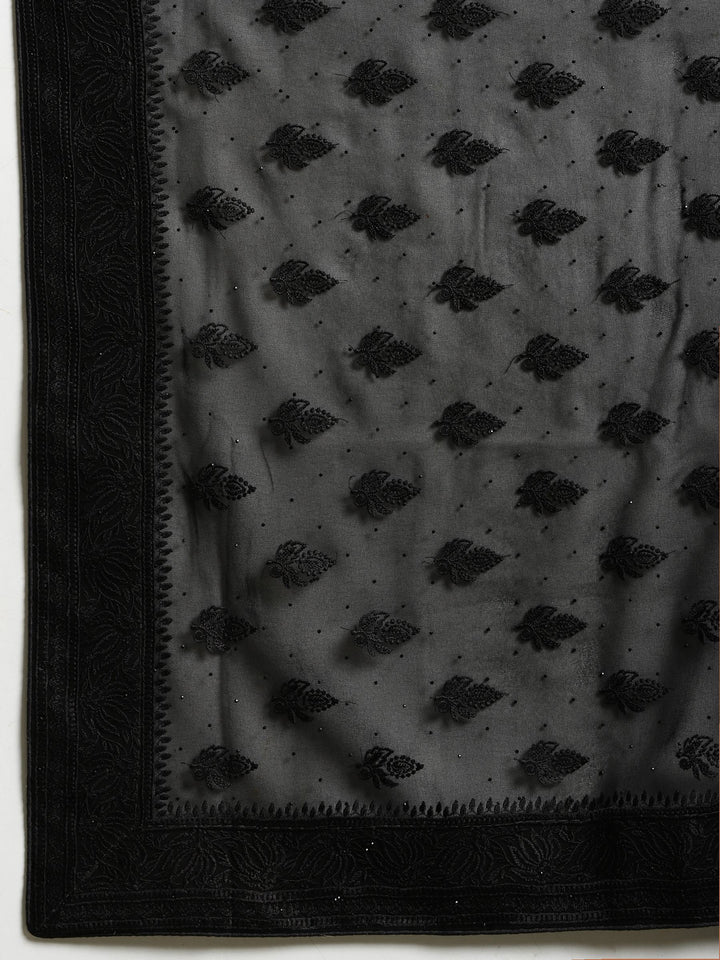 Black Embroidered Georgette Saree