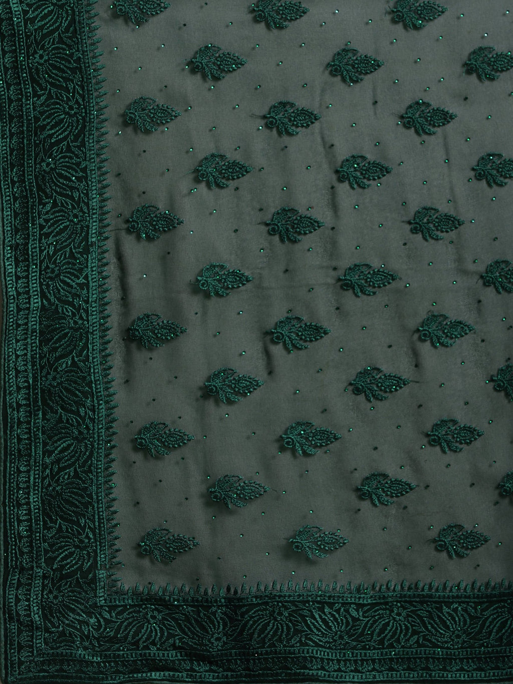 Green Embroidered Georgette Saree