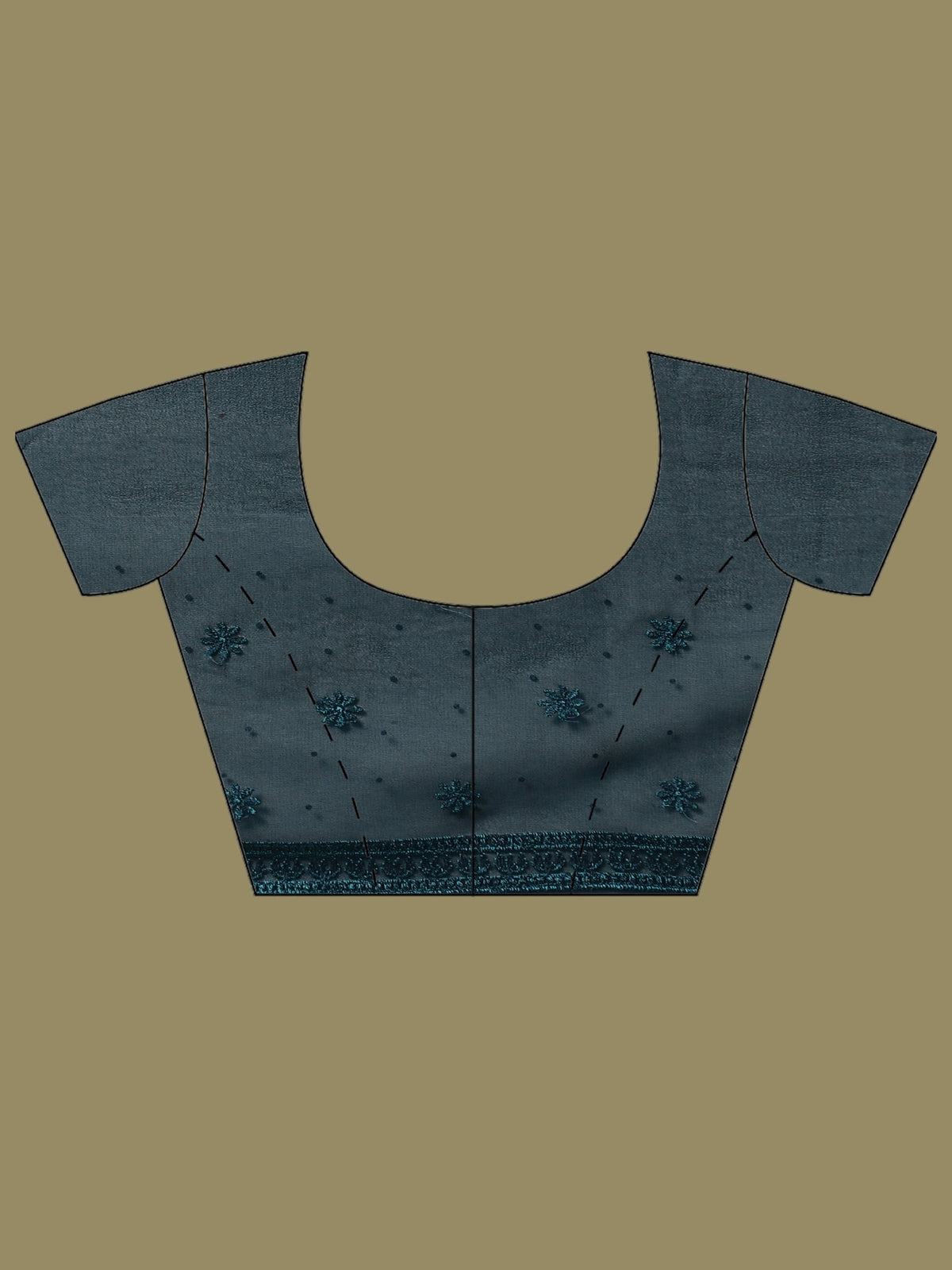 Teal Blue Embroidered Georgette Saree