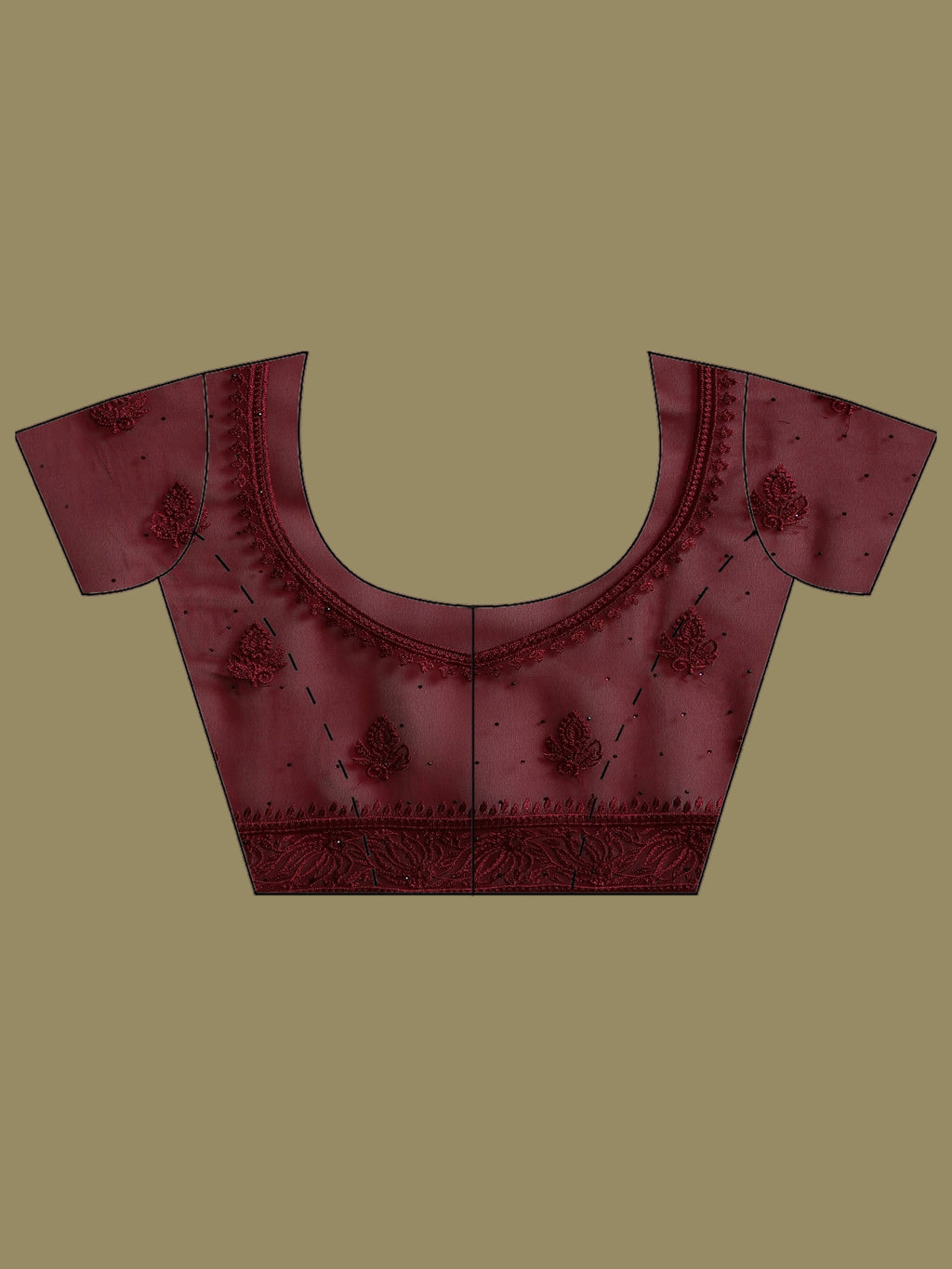 Wine Embroidered Georgette Saree