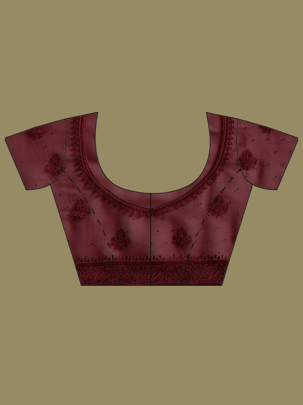 Wine Embroidered Georgette Saree