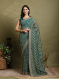 Green Embroidered Organza Saree