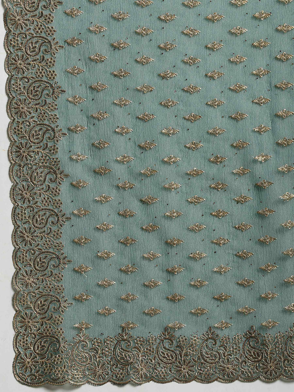 Green Embroidered Organza Saree