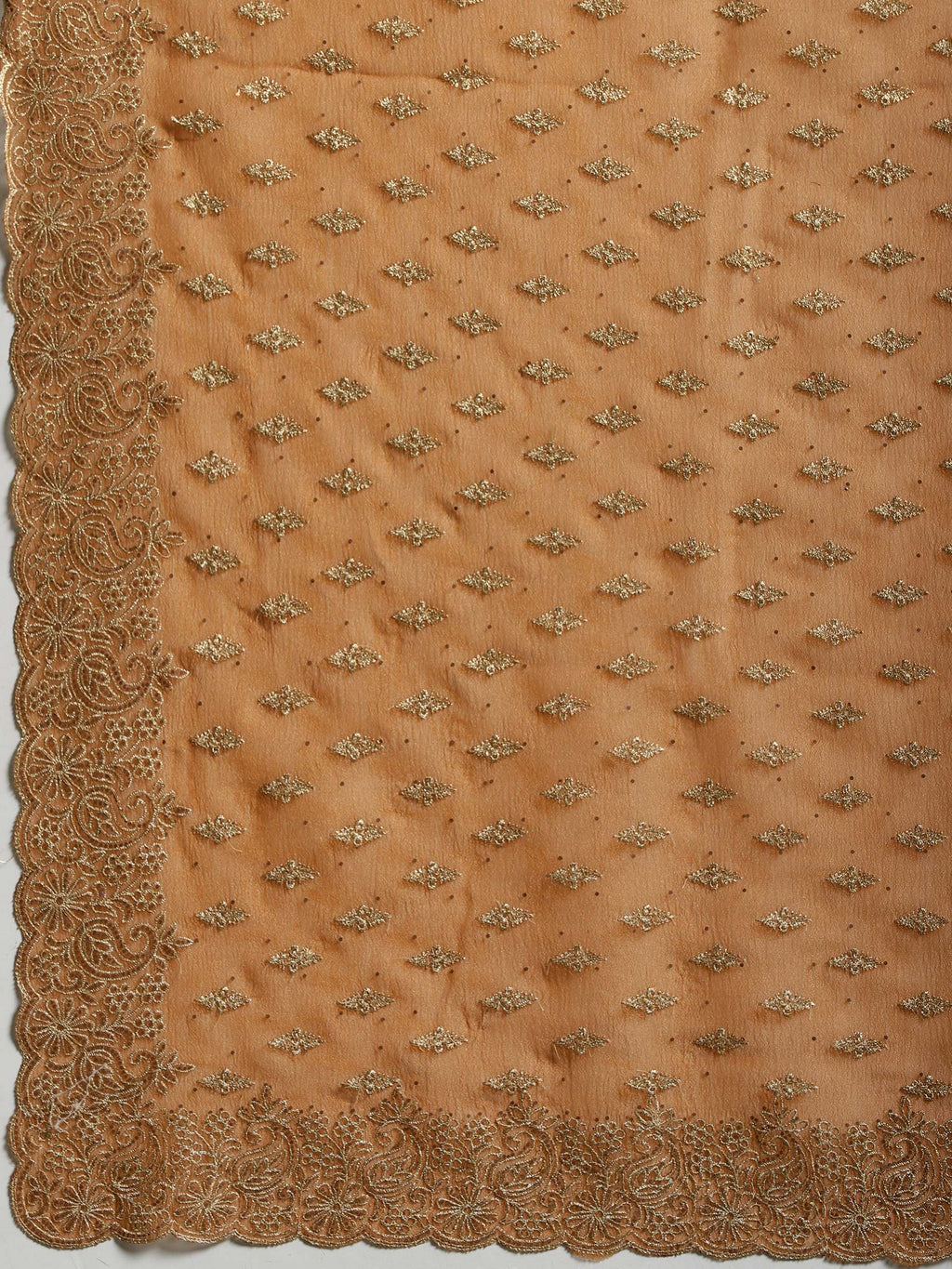 Mustard Embroidered Organza Saree