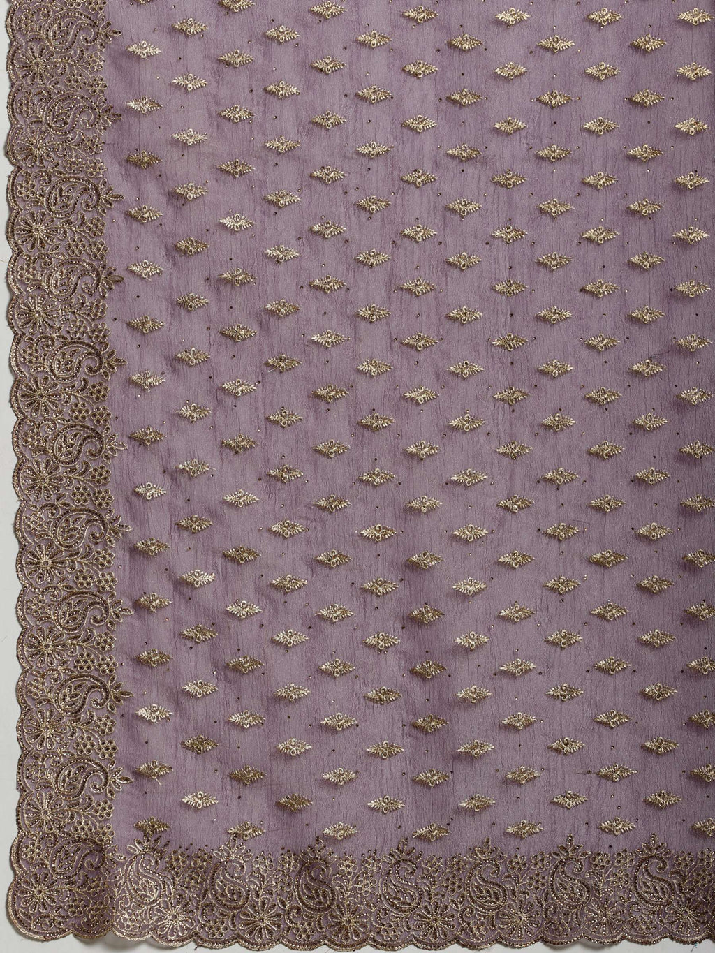 Purple Embroidered Organza Saree