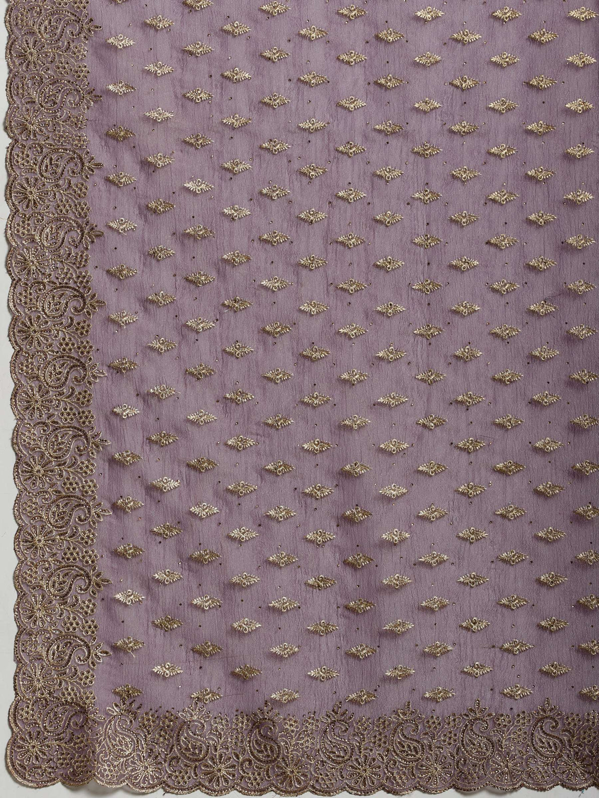 Purple Embroidered Organza Saree