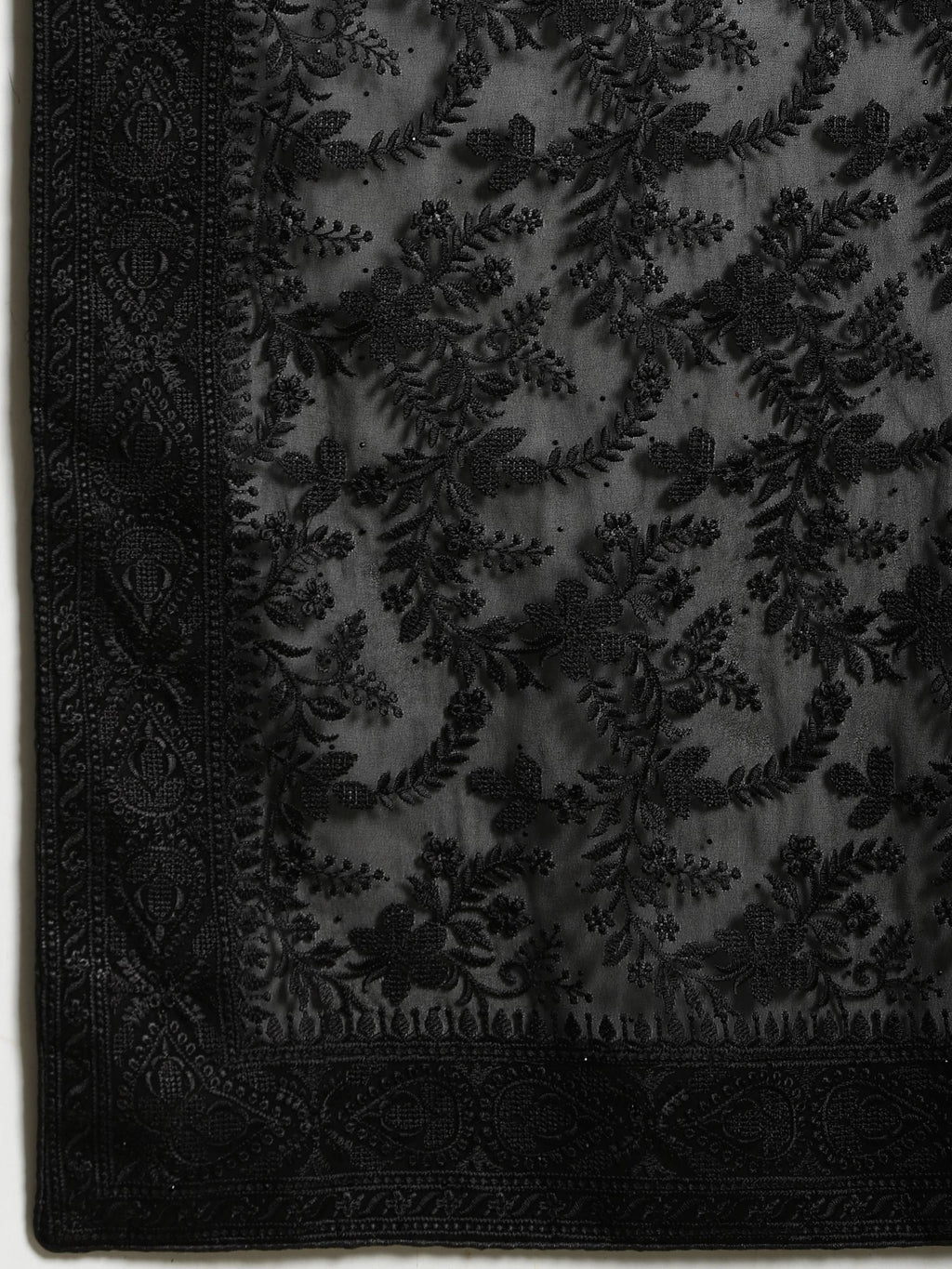 Black Embroidered Georgette Saree