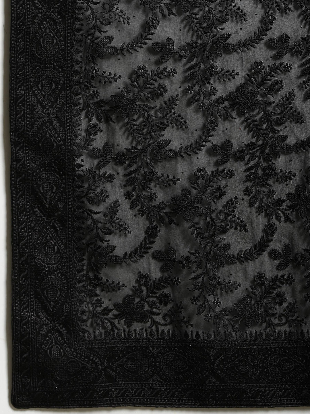 Black Embroidered Georgette Saree