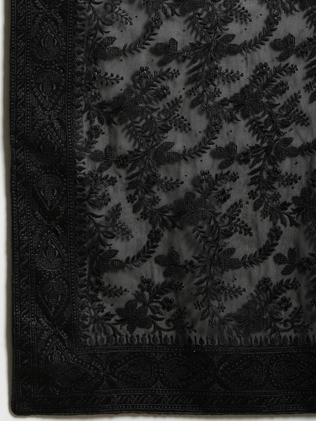 Black Embroidered Georgette Saree