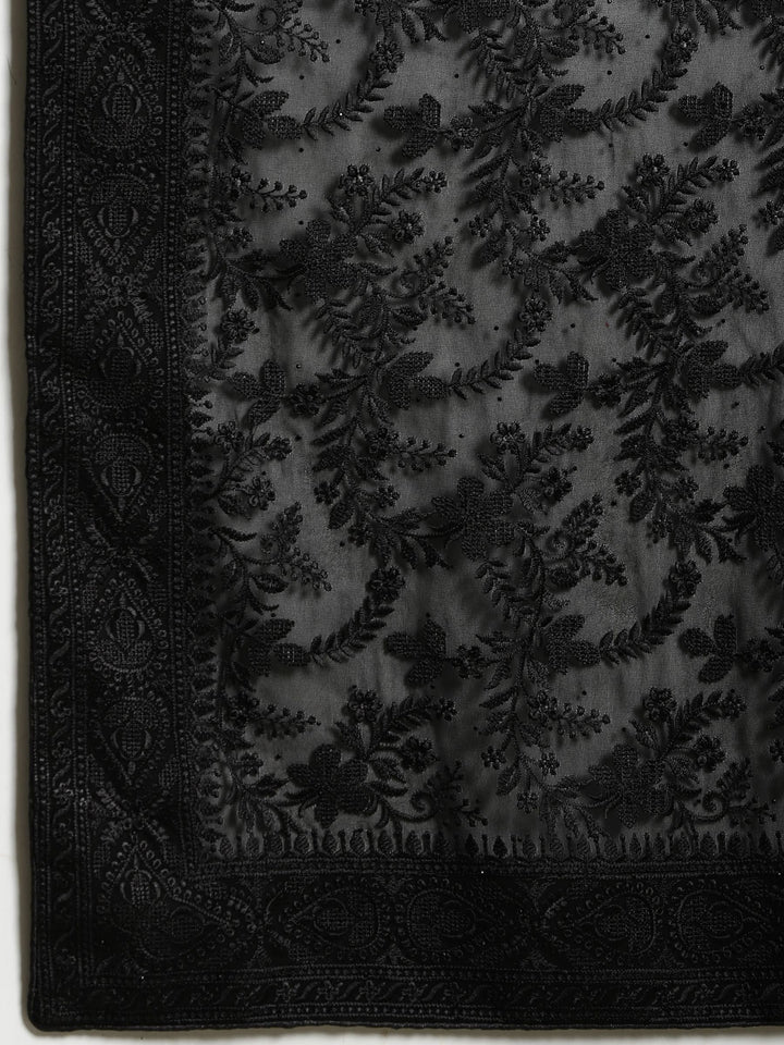 Black Embroidered Georgette Saree