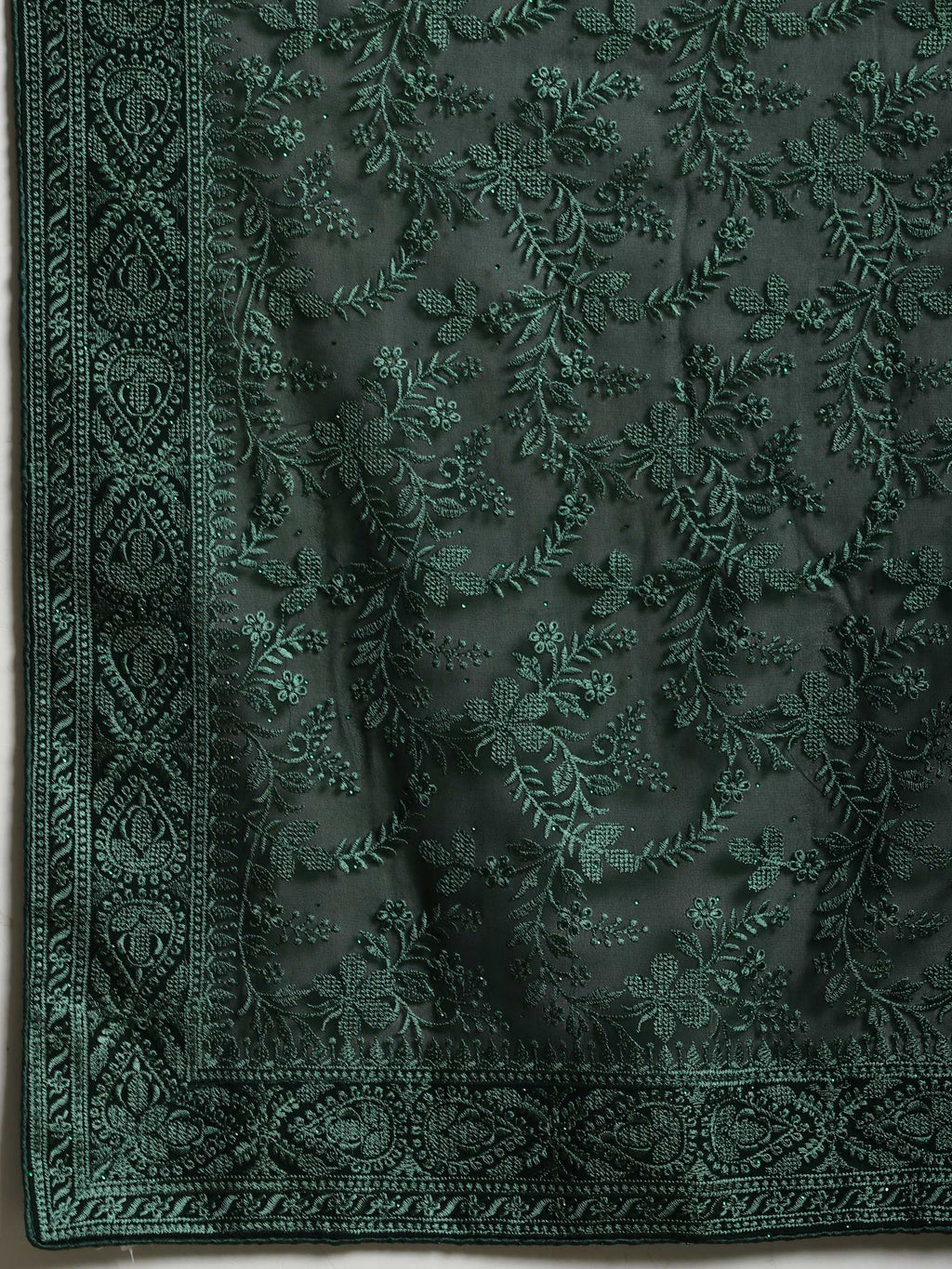 Green Embroidered Georgette Saree