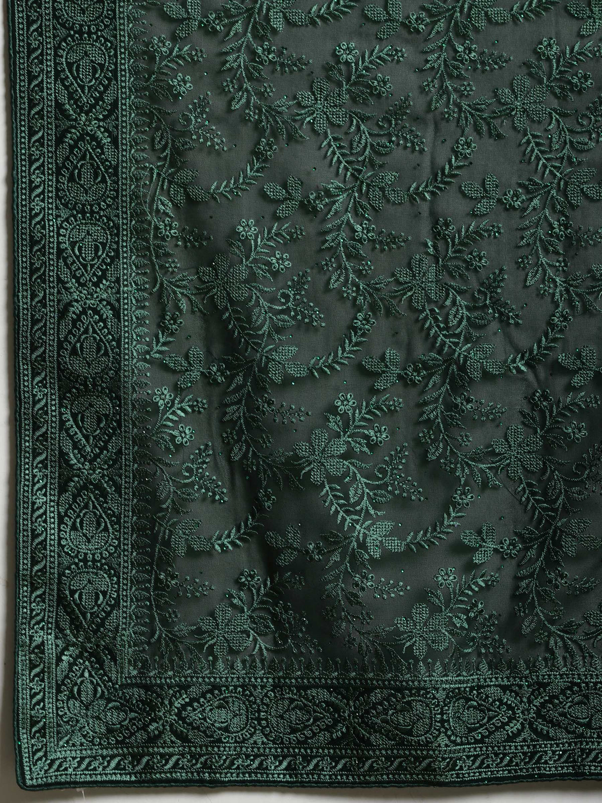 Green Embroidered Georgette Saree