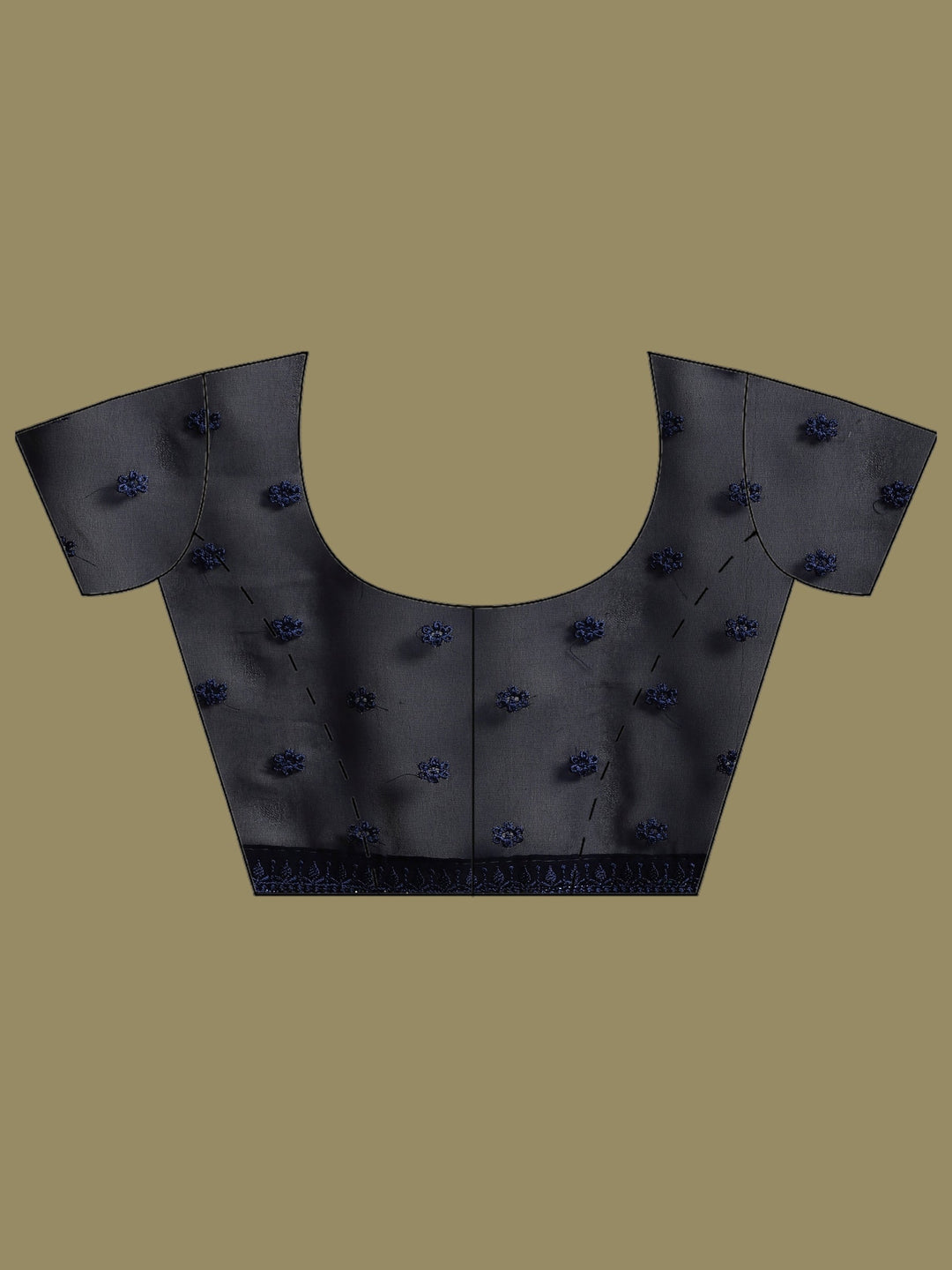 Navy Blue Embroidered Georgette Saree