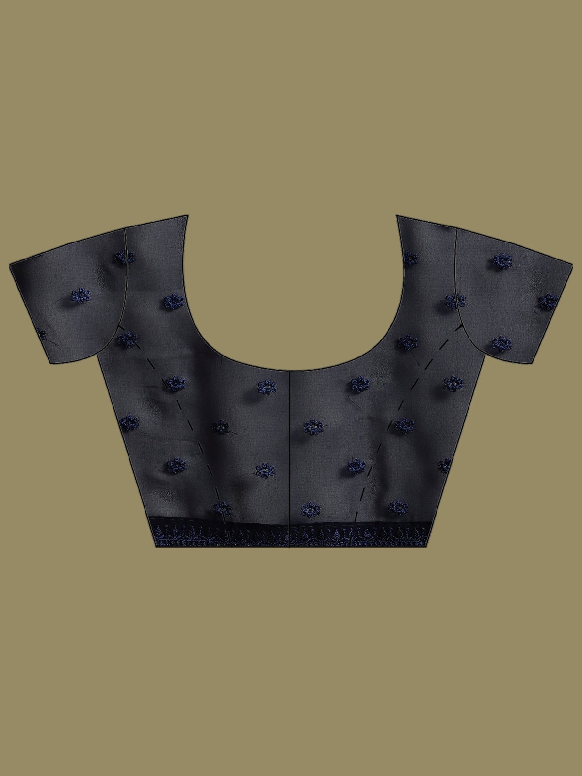 Navy Blue Embroidered Georgette Saree