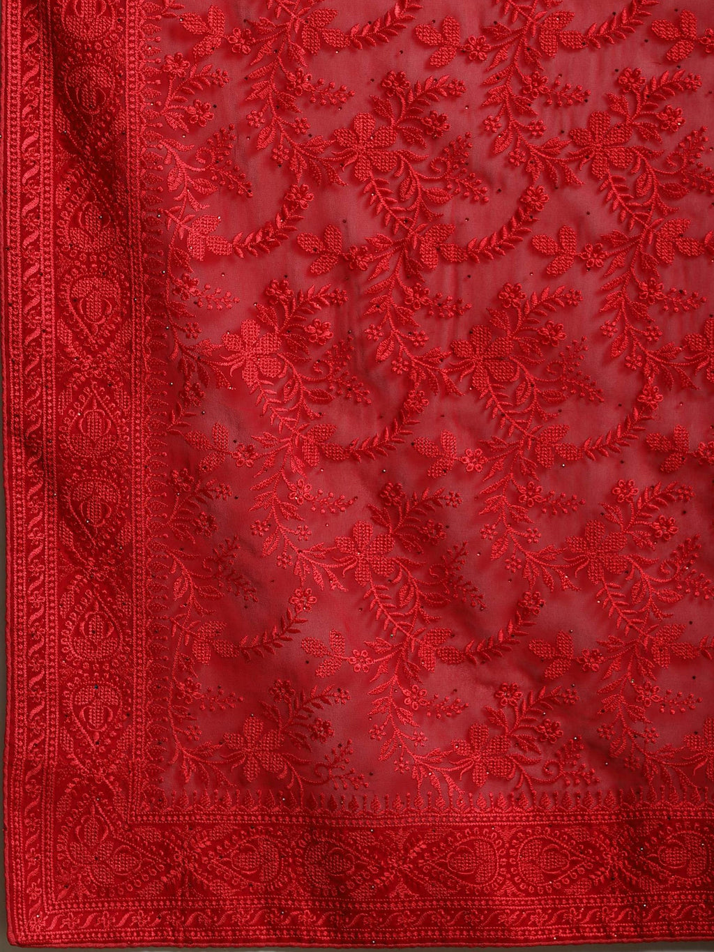 Red Embroidered Georgette Saree
