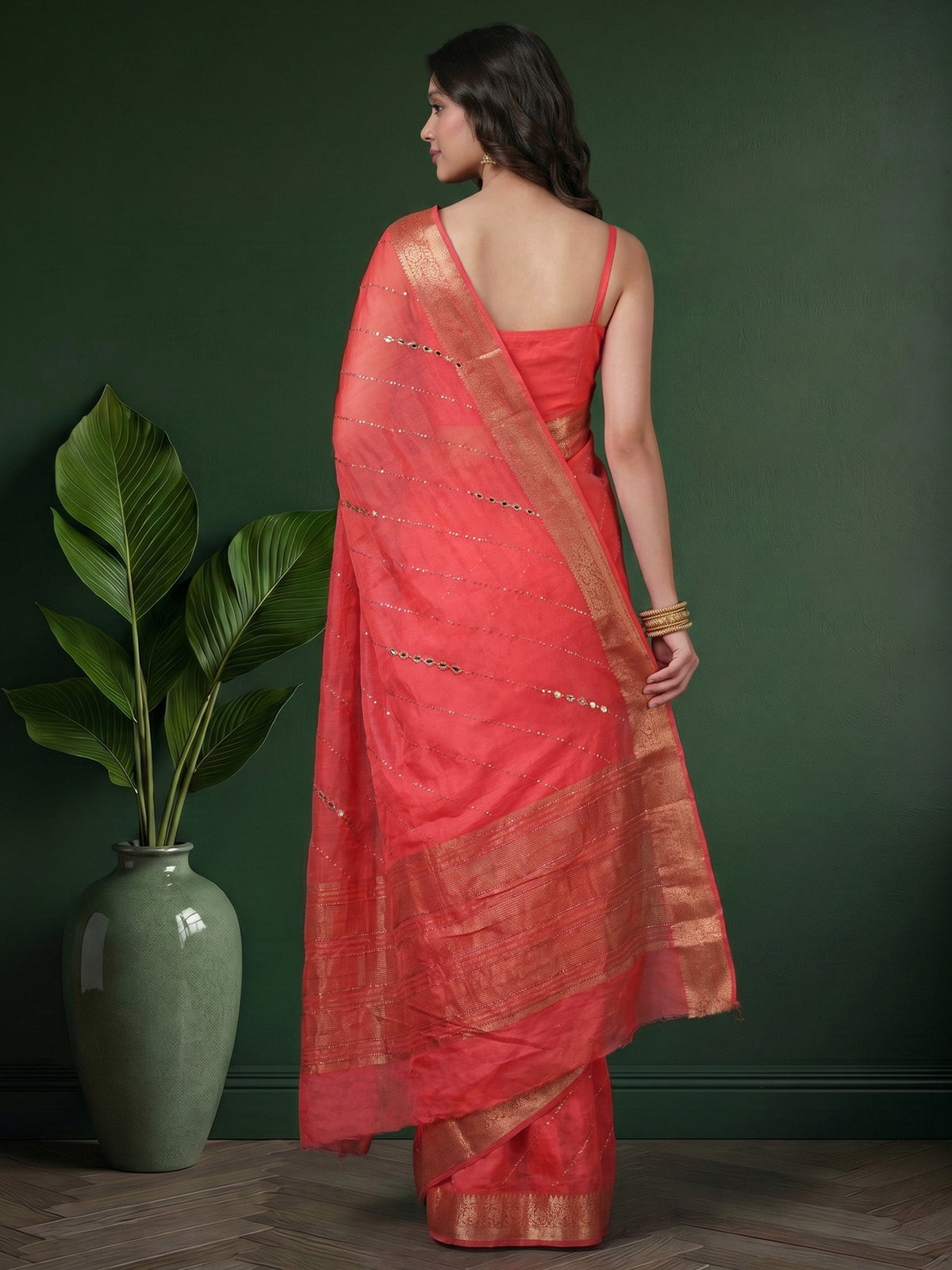Gazari Stone Work Crepe Saree