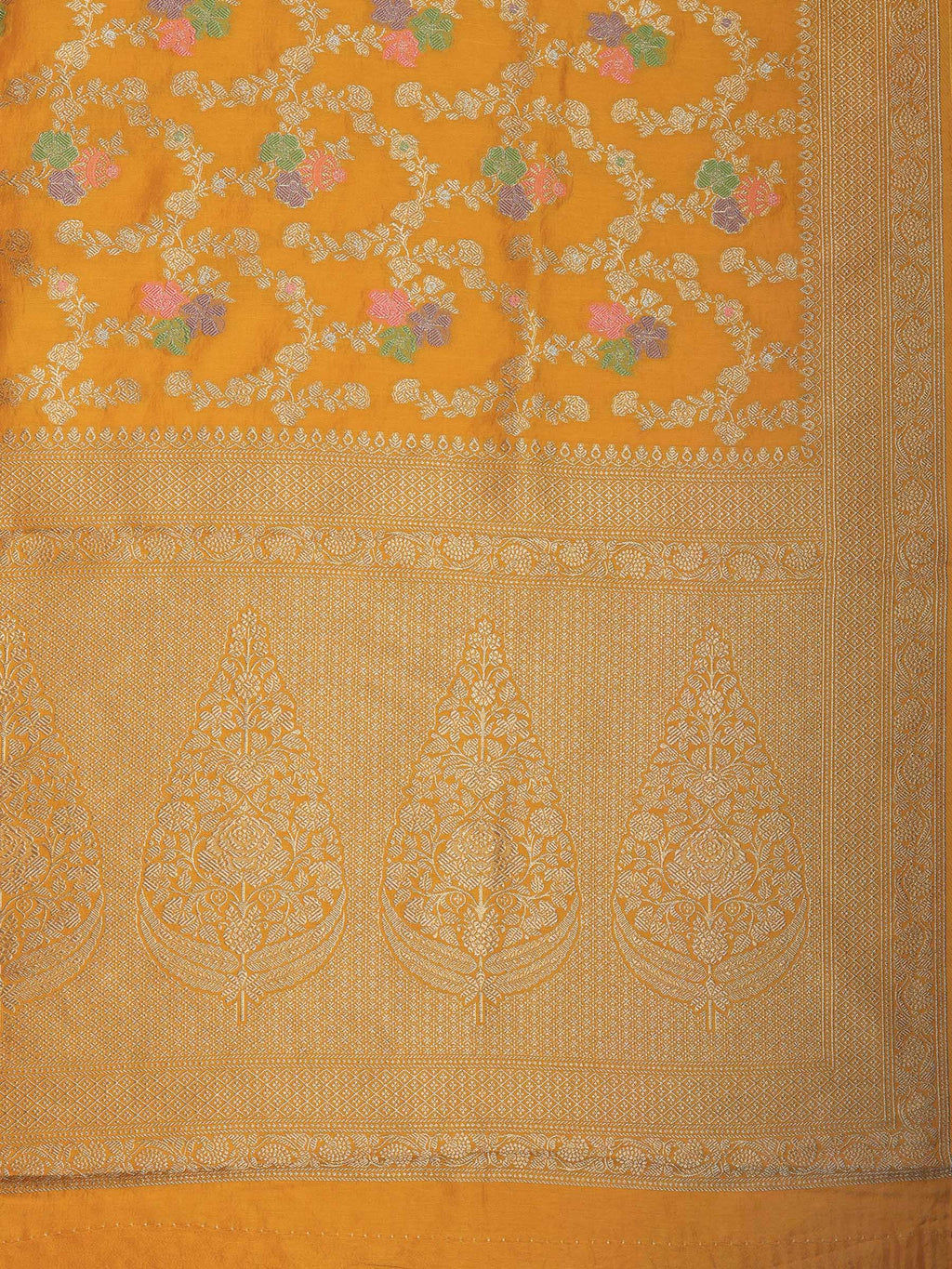 Mustard Art Silk Woven Saree