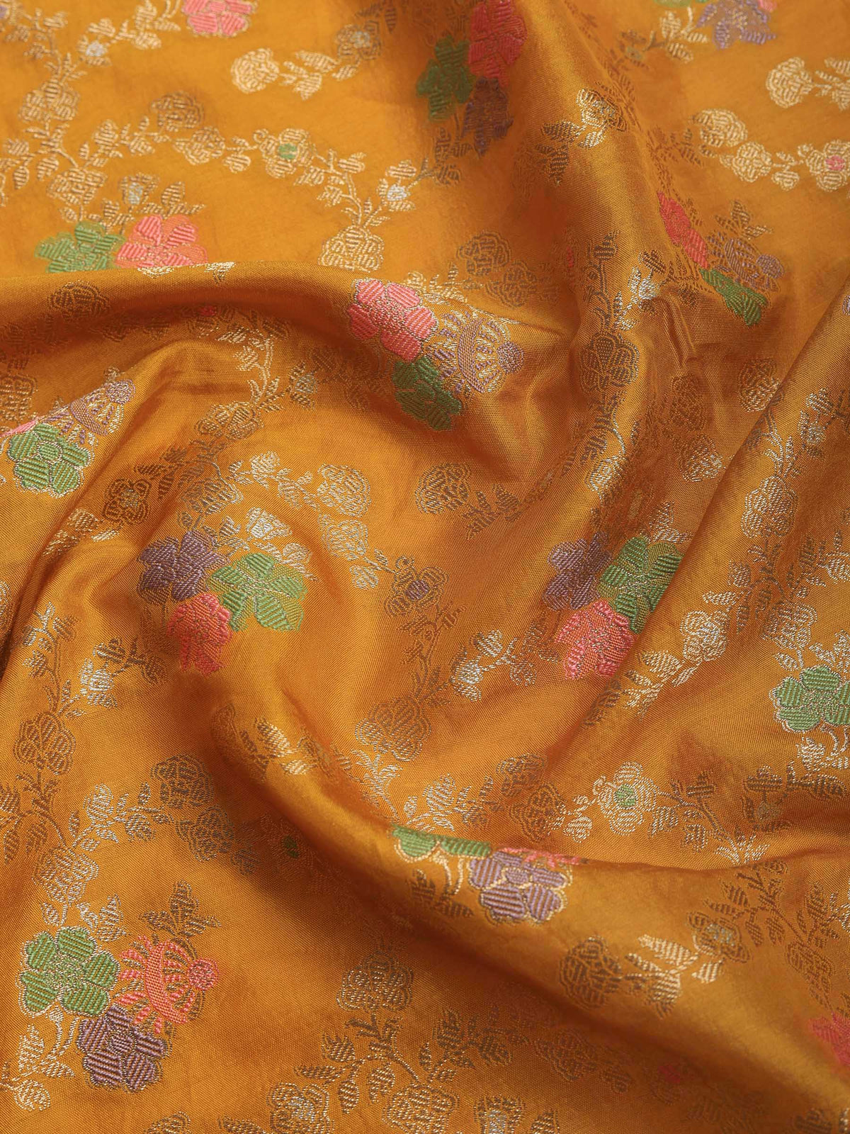 Mustard Art Silk Woven Saree