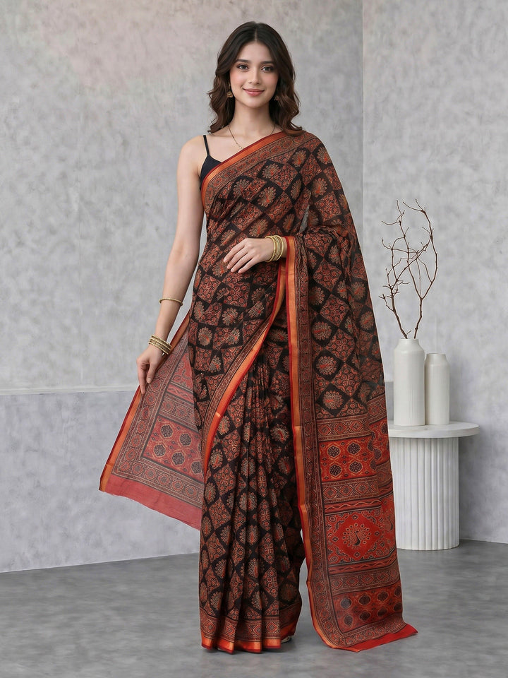 Zari Booti Woven  Crepe Saree