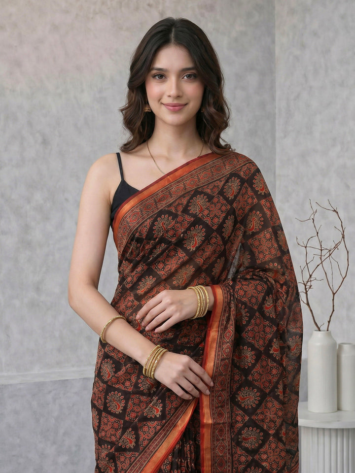 Zari Booti Woven  Crepe Saree
