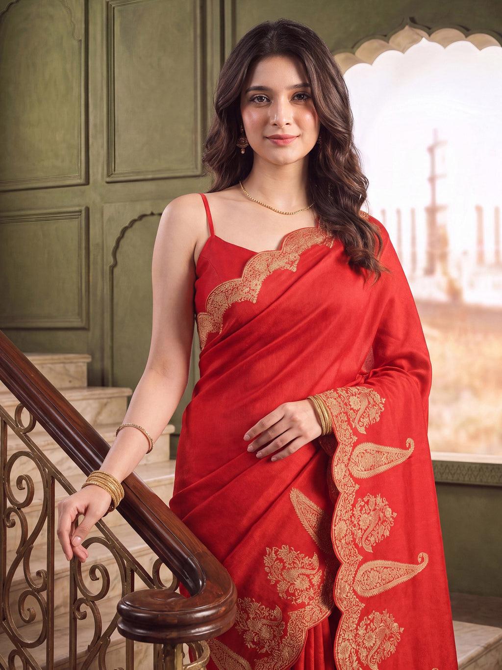 Woven Design Satin Saree