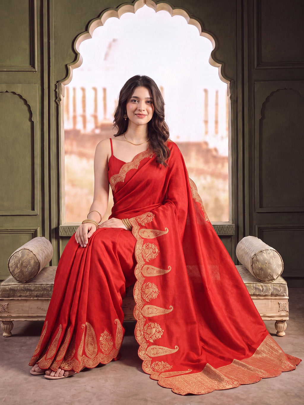 Woven Design Satin Saree