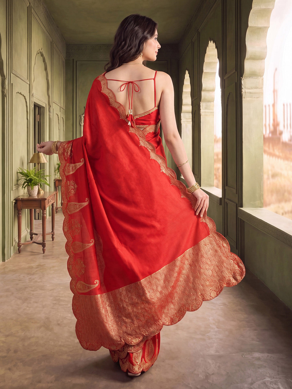 Woven Design Satin Saree