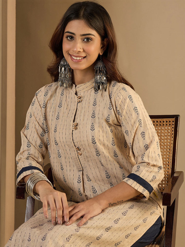 Cream Embroidered Cotton Blend Kurta Pant with Dupatta