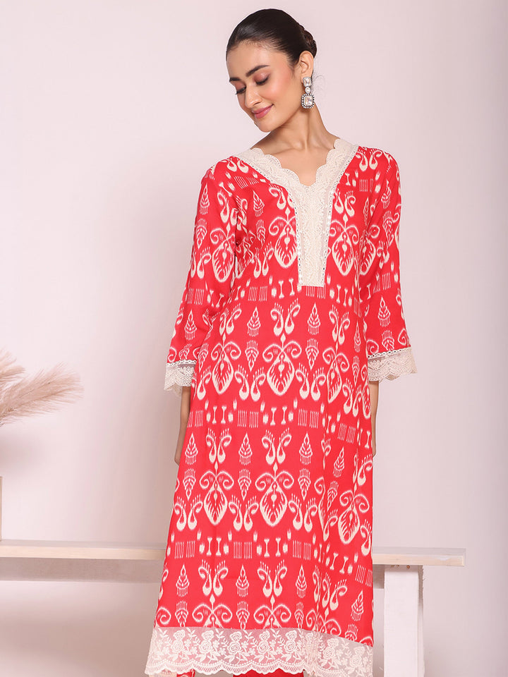 Peach Embroidered Art Silk Kurta Pant with Dupatta