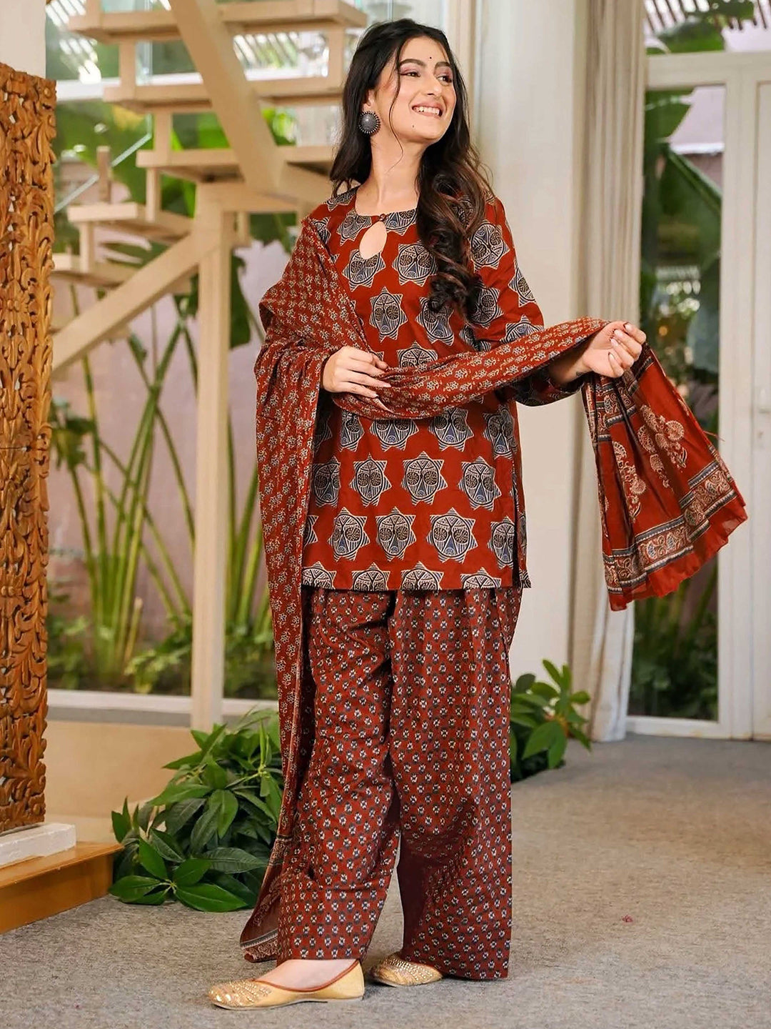 Grey Embroidered Cotton Blend Kurta Farsi Salwar with Dupatta