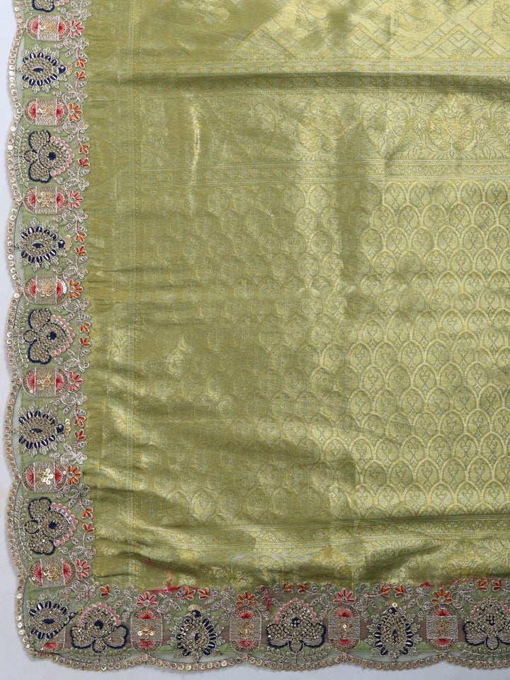 Mehndi Embroidered Art Silk Saree