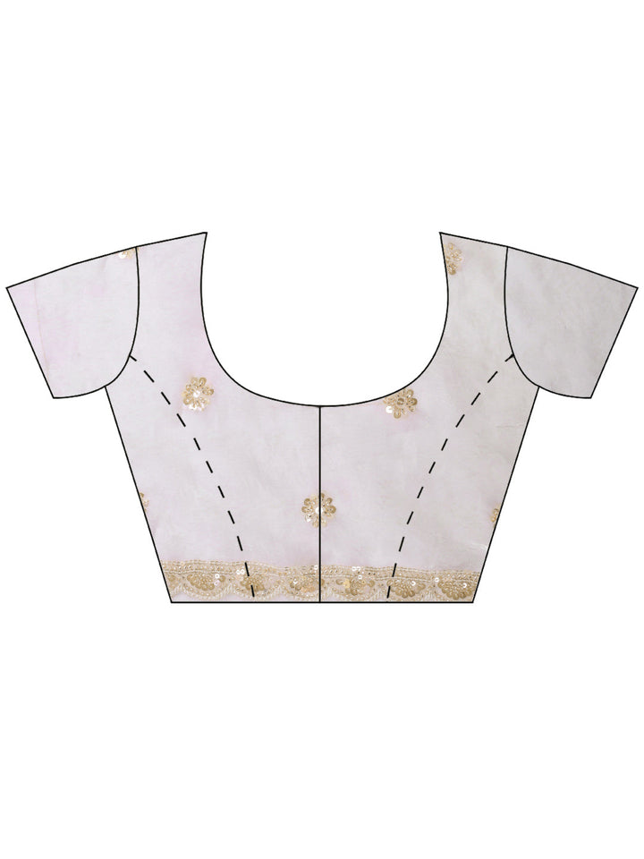 Off White Embroidered Organza Saree