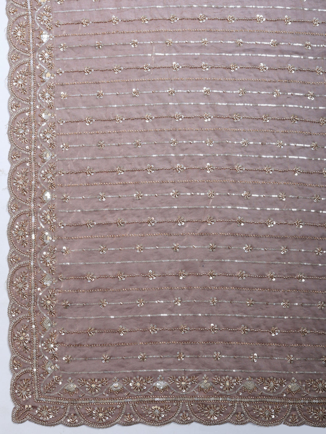 Onion Pink Embroidered Tissue Saree