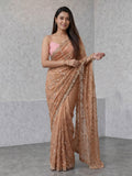 Dusty Pink Embroidered Tissue Saree
