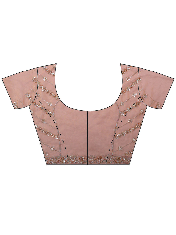 Dusty Pink Embroidered Tissue Saree