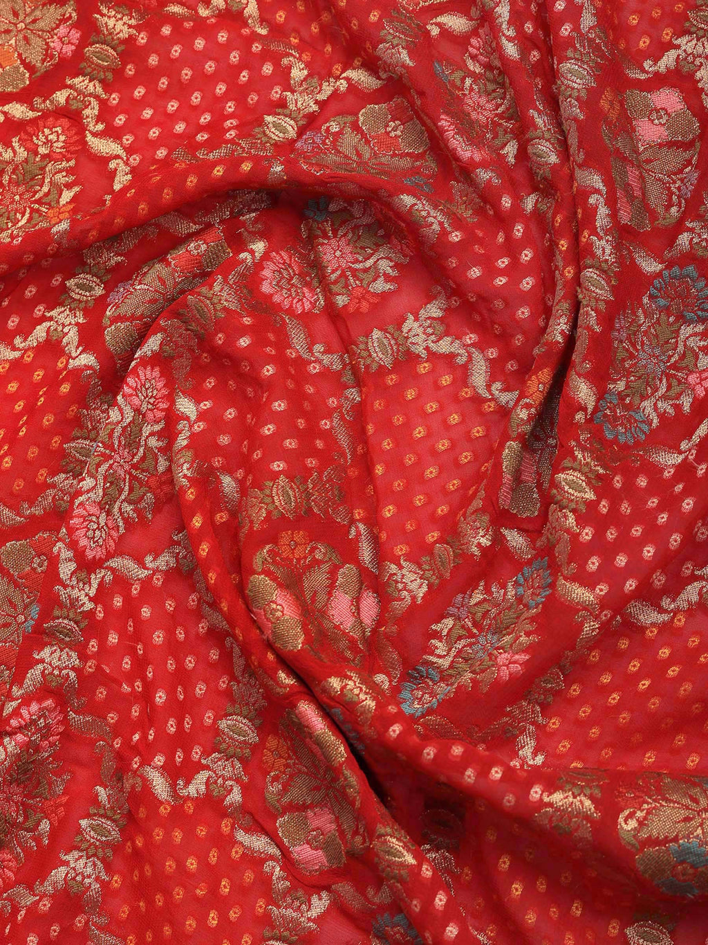 Red Georgette Plain Saree