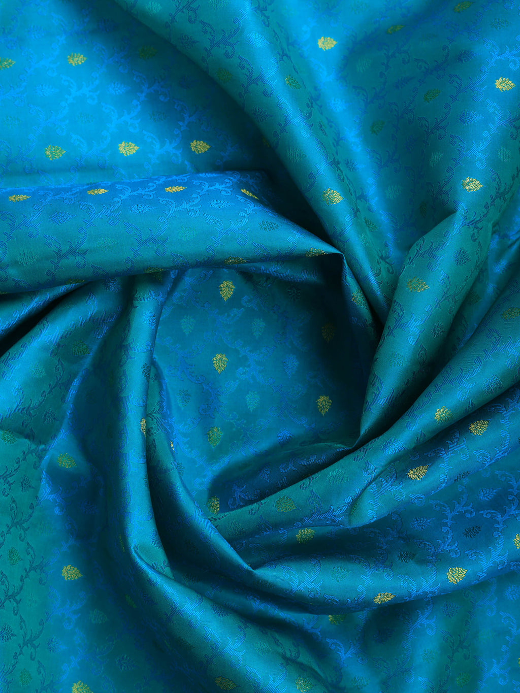 Lake Blue Zari Booti Handloom Saree