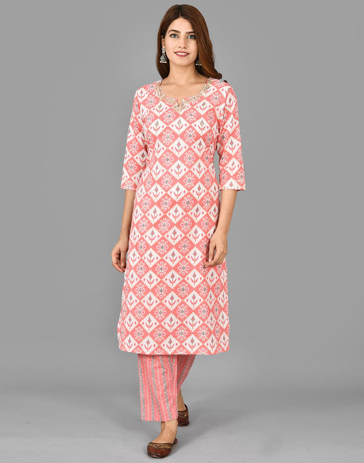 Cotton Printed Kurti Set with Gota Detail