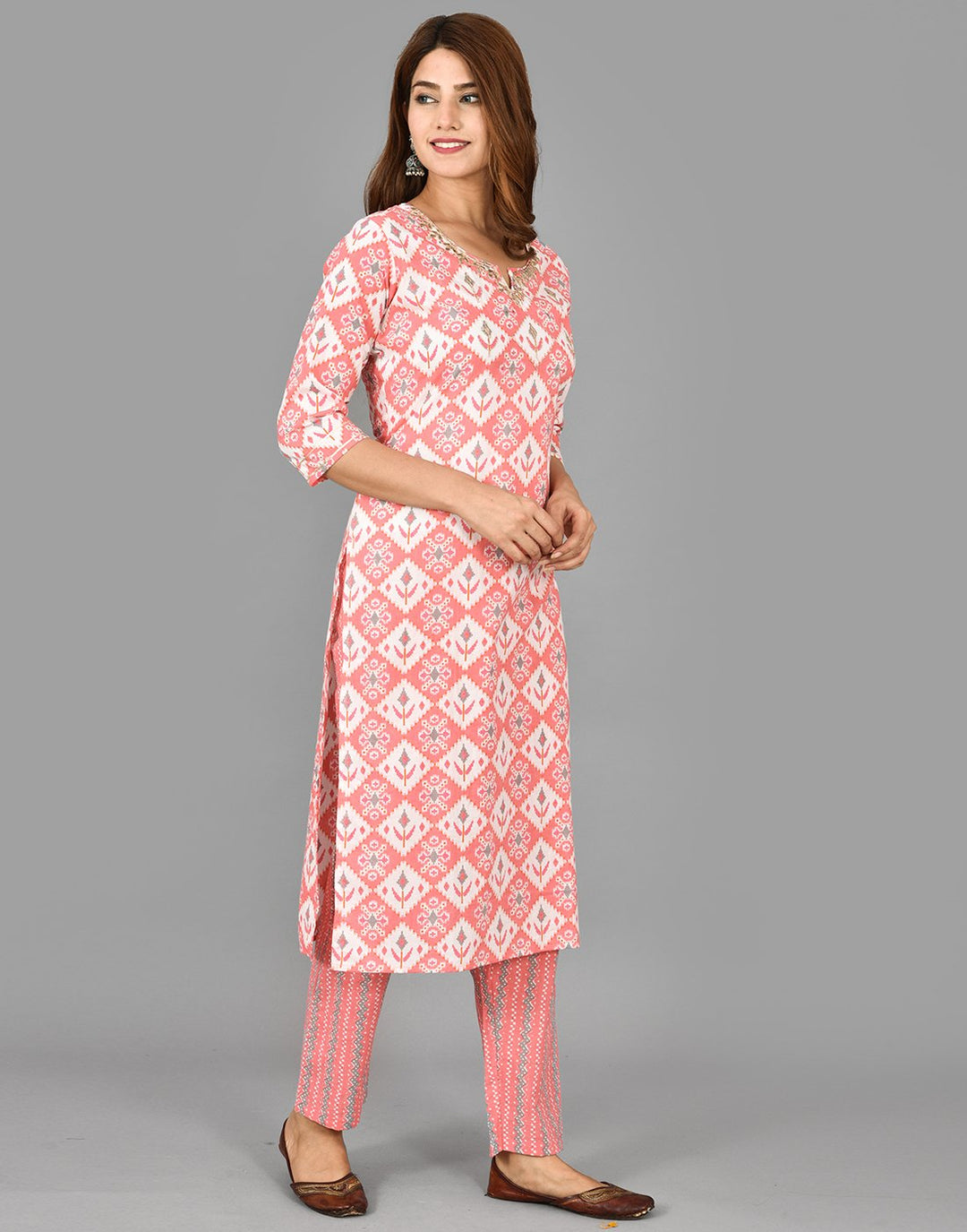 Cotton Printed Kurti Set with Gota Detail